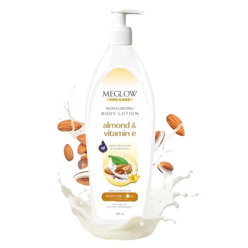 Meglow Pro-Care Moisturizer Body Lotion for Women/Men (500ml)–Enriched with Almond & Vitamin-E|Body Lotion For Dry Skin|Deeply Hydrates with 48hrs Moisture Lock Technology