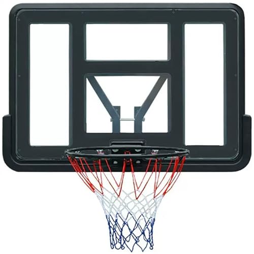 Wall-Mounted Basketball Hoop, Portable Basketball Hoops, with Dual Spring Rim, Tempered Glass PC Board, for Indoor or Outdoor(Black)