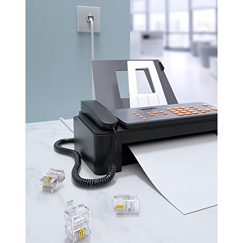 Image of 100 Pcs RJ11 6P2C Telephone Connectors, RJ11 6P2C Telephone Modular Plugs