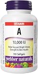 Webber Naturals Vitamine A 10 000 UI, 110 Gélules Molles, Aide à Soutenir la Santé des Yeux et de la Peau