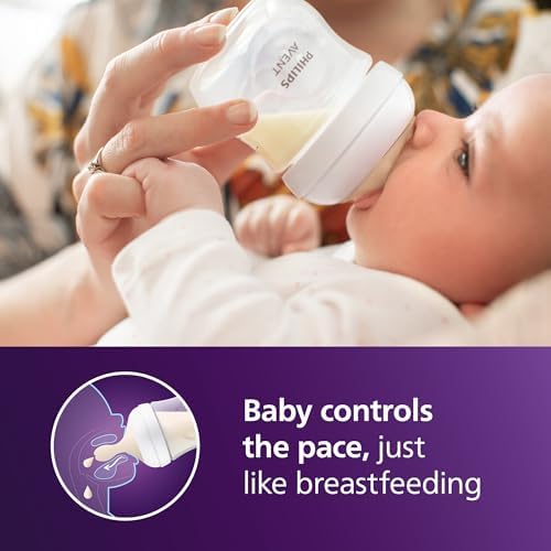 Philips Avent Natural Baby Bottle with Natural Response Nipple (Slow Flow, Flow 2), 4oz, 3-pack, SCY900/03 - 1