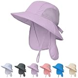 Outdoor Kids Sun Hats with Neck Flap Boys Girls Wide Brim UPF 50+ UV Protection Children Bucket Hat Safari Hat