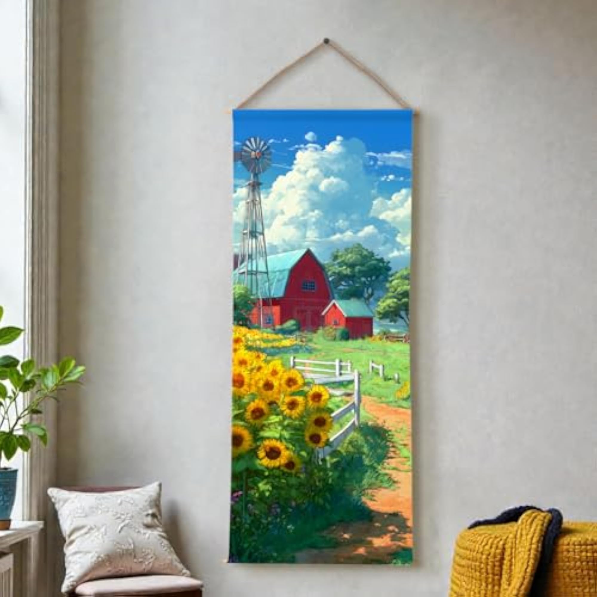 Nature Theme Wall Hanging Tapestry 24x60 In