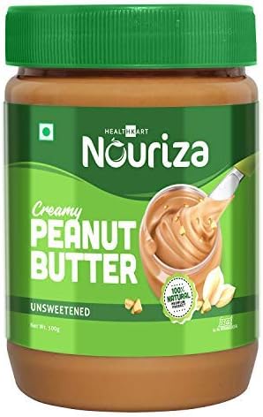 Nouriza 100% Natural Peanut Butter, Unsweetened (Creamy, 500gm)