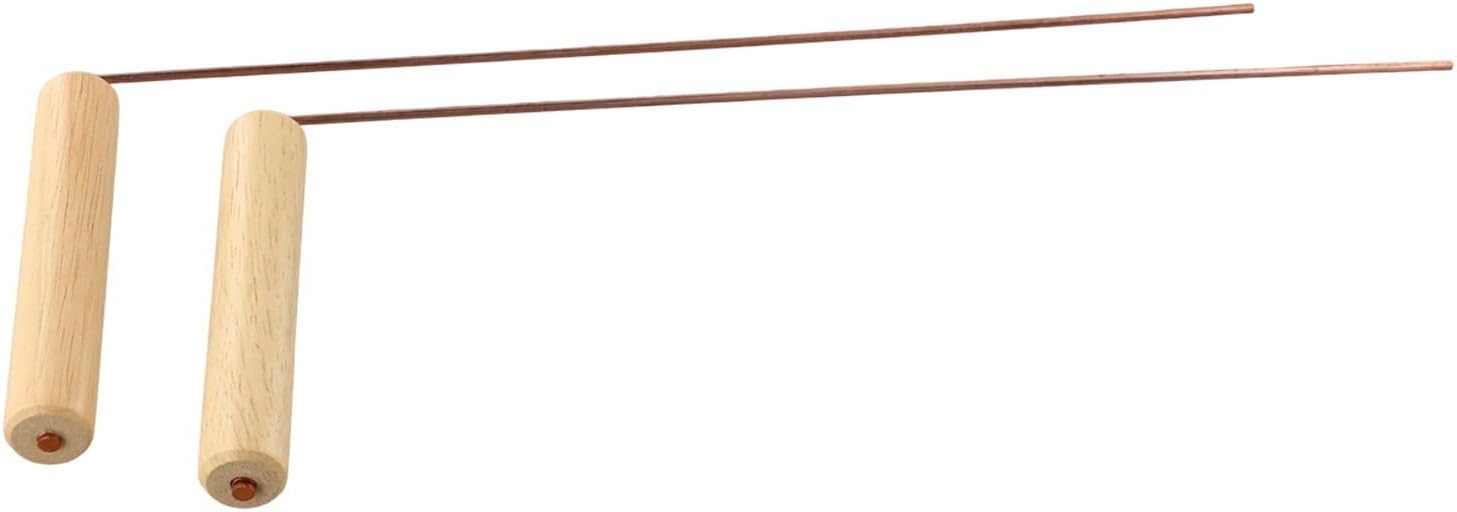 99.9% Pure Copper Divination Probe Rods (2-Pack) for Dowsing, Water Finding, Mineral And Utility Line Locating — Round Copper Probes with Ergonomic Birch Wood Handles, 13.86 Inches Long