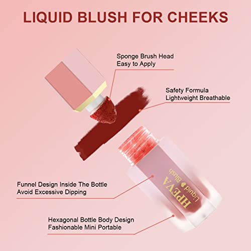 Liquid Blush For Cheeks,Soft Cream Matte Blush Makeup Liquid,Natural Long-Lasting Hypoallergenic Red Pink Rose Orange Korean Cream Face Blush For Cheeks For Mature Skin White Dark Skin (#03-Lucky) #TOP4