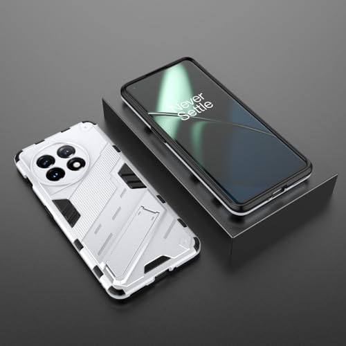 Image of SPL Punk Armor Bumper Back Case Cover for OnePlus 11 5G | Holder & Kickstand in-Built | 360 Degree Protection Back Case Cover (White)