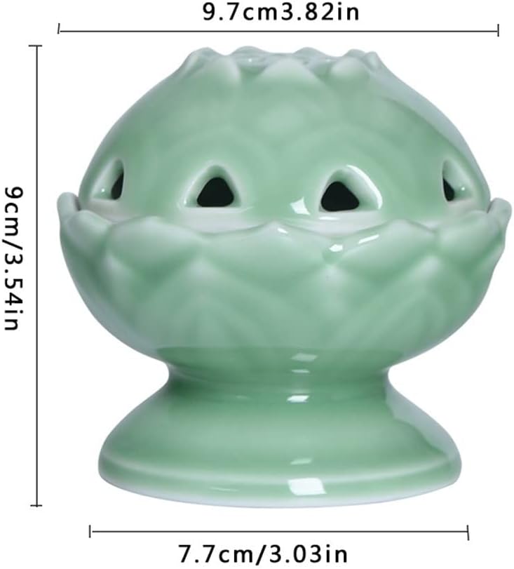 Incense Holder Incense Burner Incense Waterfall Celadon Lotus Incense Furnace With Cover Ceramic Stove Plate Incense Sandalwood Tower Incense Road Furnace Incense Powder Seal Fragrance Furnace Backflo