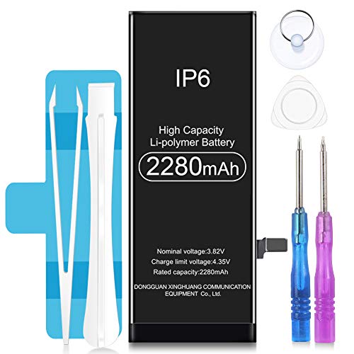 Rommisie 2280mAh Battery for iPhone 6 battery replacement, High Capacity, Polymer Lithiumion, Equipped