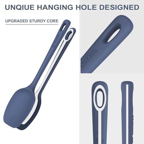 5 Pieces Silicone Spatula Set, Food Grade Rubber Spatula, Upgrade Strong Handle with Ergonomic Grip, Heat Resistant Up to 600°F for Nonstick Cookware, Cooking image 4