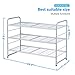 Simple Trending 3-Tier Stackable Shoe Rack, Expandable & Adjustable Shoe Shelf Storage Organizer, Wire Grid, Silver