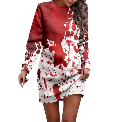 Robe pull imprimé Halloween pour femme tunique d'automne confortable coupe longue
