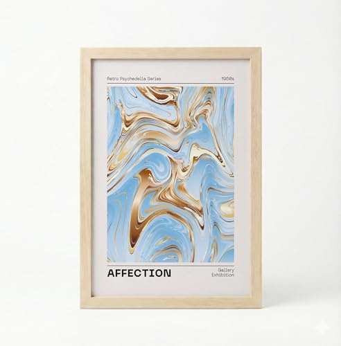 Image of BLINKART Matise Blue Aesthetic Modern Art Walls With Frame | Natural Wood Texture | Living Room Bedroom Office Wall Decoration | Poster Home Decor Frames Wall Bedroom | 12x8 Inches (D79)