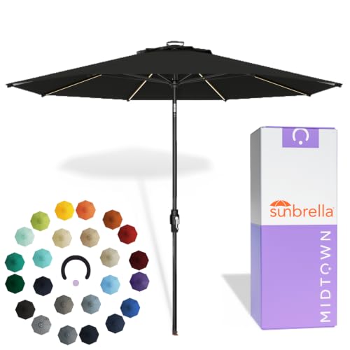 Image of Midtown Umbrellas LED Swilt - 8 Ft Solar LED Patio Umbrella Spectrum Carbon