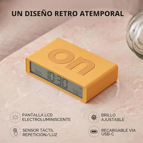 Reloj de noche recargable Lexon Flip para apagar la alarma sin buscar botones 5