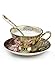 Jucaihome Tea Cups and Saucers Sets Vintage Oil Painting Porcelain Teacups with Saucer and Spoon For Tea Party