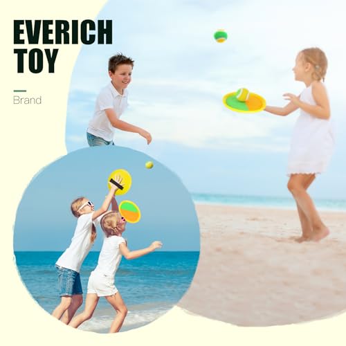 Image of EVERICH TOY Toss and Catch Ball Game Set, Upgraded Sticky Paddle Ball Set for Kids & Toddlers, Sturdy & Water-Resistant Outdoor Backyard Beach Pool Toy, Birthday Gift for Boys Girls Ages 3-12