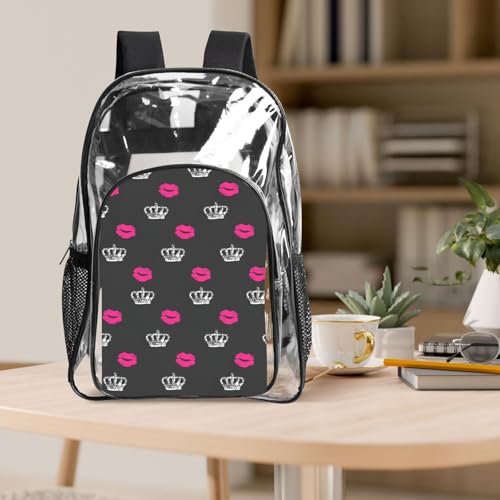 Sac transparent couronne imprimé grand modèle imperméable