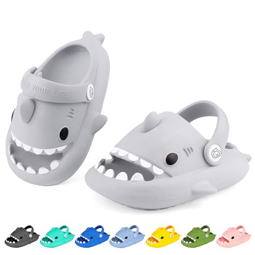 Image of Kids Shark Cloud Slides | Boys Girls Slip On Sandals | Toddler Beach Slippers | Youth Fish Flip Flops Pool Shower Shoes