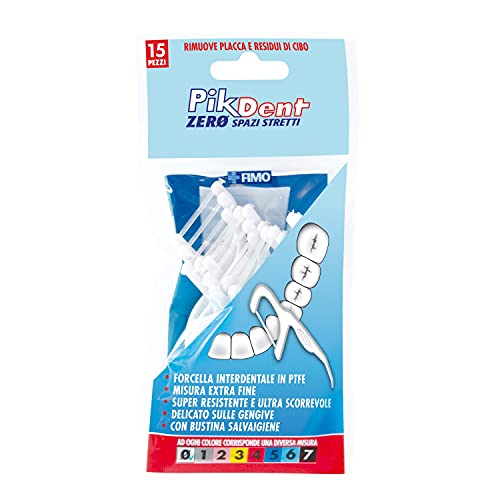 Pikdent Zero Espacios Estrechos - Horquillas interdentales con banda de PTFE - Tan cómodas como un palillo, tan eficaces como el hilo dental - 15 Horquillas