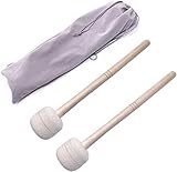 Jiayouy 14.17' Bass Drum Mallet Stick Timpani Mallets Wool Felt Head & Wood Handles Drum Stick with a Carry Bag Percussion Instrument Band Accessory 2Pcs