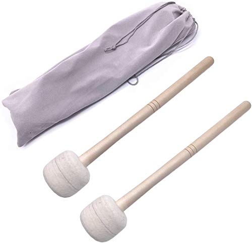 Jiayouy 14.17" Bass Drum Mallet Stick Timpani Mallets Wool Felt Head & Wood Handles Drum Stick With A Carry Bag Percussion Instrument Band Accessory 2Pcs #TOP21