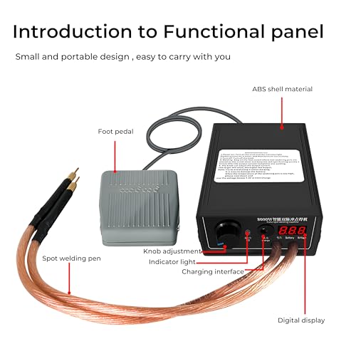 Image of DeWire 8000W Professional Portable Spot Welder Machine, Dual Pulse Technology with Digital Display & Foot Pedal for 18650 /21650 Battery Pack Welding [0.1-0.3MM Nickel Strip],Rechargable and Portable