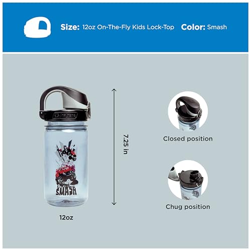 Image of Nalgene Kids' 12 oz On The Fly Lock-Top Water Bottle, Smash (Grey)