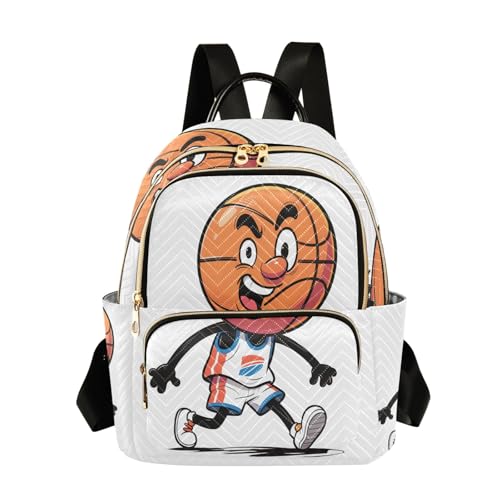 Nexawaveo Mochila acolchada para mujer, bolsa de mano para laptop de 14 pulgadas, ligera, mochila de trabajo, vintage, floral, pájaro colorido, Comic Baloncesto Blanco, Small, Mochilas de mochila