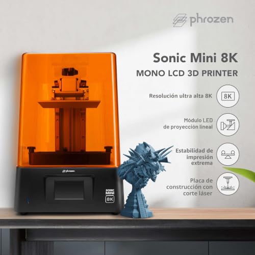 Miniatura 2 de Phrozen Sonic Mini 8k Lcd Resin 3d Printer, Highest Resolution Of 22 M And 1152 Ppi 7, 1inch Mono Lcd Screen, Prints Beyond Handcrafted Models, L16, 5 X W7, 2 X 18 Cm Printing Volume, Transparente