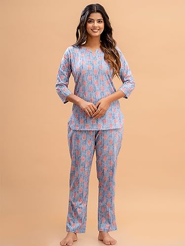 Image of feranoid Women Full Sleeves Cotton Nightsuits