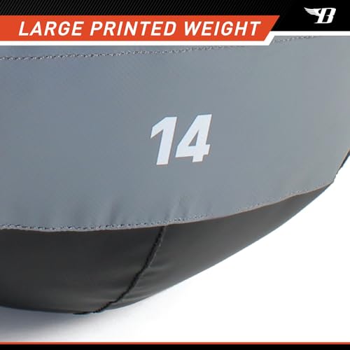 Bionic Body Soft Medicine Ball Weighted Slam Wall Ball for Cardio Workout and Core Training – Ideal for Squat, Lunge, and Partner Toss – 6, 10, 14, 20 lb., 14-Pound - Thumbnail 3