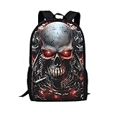 THKVSV Sac à dos pour enfants garçons filles 43,2 cm imprimé dessin animé sac d'école primaire sac à livres, Galaxy Music Note, Crâne lumineux rouge, Taille unique, Sac à dos daypack