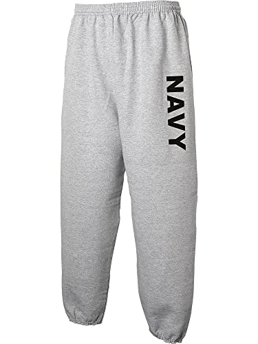 Navy Sweatpants - Military Theme Elastic Bottom Sweatpants in Sport Gray - X-Large