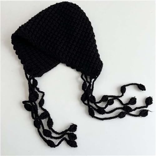 Bonnet au crochet mignon cadeau d'hiver original style ethnique avec pompon pour fille - 5
