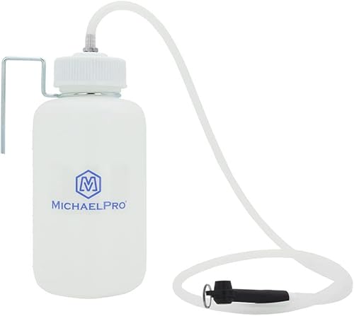 MichaelPro MP019006 - Botella de purgadora de frenos manual de 34 oz (1000 cc) para contener líquidos de frenos usados, un conector de goma que se disponible en Yaxa Mexico