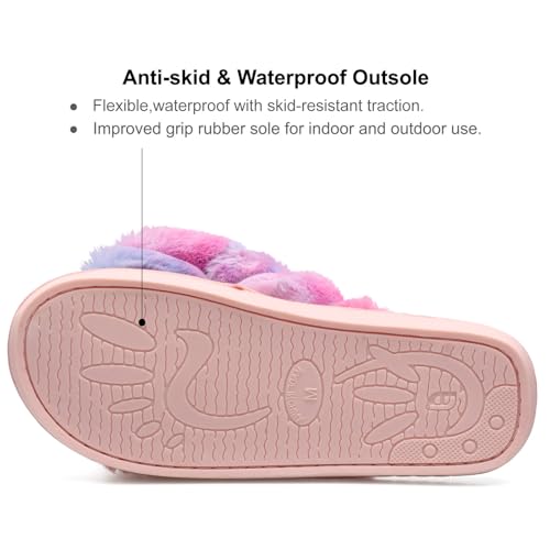 Jiasuqi LSF-ZT-M02-MCOLORFUL-S Womens Fuzzy House Slippers Sandals Plush Faux Fur Fluffy Flats Slippers Cross Band Soft Warm Slide Slippers Twist Colorful 6-7 thumb #4
