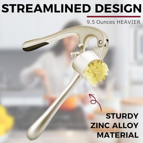 Image of Premium Garlic Press, Professional Garlic Mincer, Easy to Squeeze and Clean, Rust Proof & Dishwasher Safe, Efficient Ginger Crusher- Imperial Silver