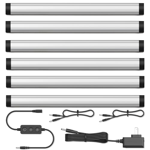 Kit Luci LED Sotto Pensile GETINLIGHT | 6 Pezzi Da 30,5 Cm, 3000K, Dimmerabile, Nichel Spazzolato