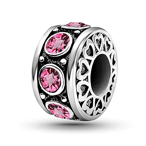 KunBead October Birthstone Birthday Heart Bead Charms Compatible with Pandora Bracelet for Mom Daughter Grandma Granddaughter Nana Auntie Wife Sister Best Friend