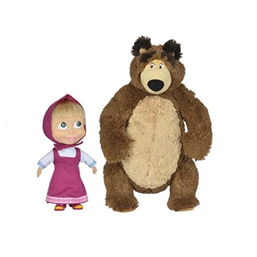 Simba Toys 109301016 - Masha och Björnen Gosedjur Set - Björnen 43 cm, Masha Docka 23 cm, Från 3 år