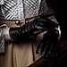 Harssidanzar Women Leather Glove,Winter Warm Cashmere Lining Touchscreen Texting Warm Driving Lambskin Leather Gloves GL017,Black,Size M