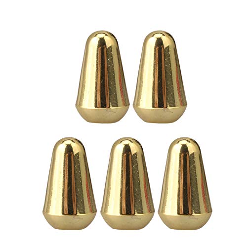 エレキギターアクセサリー用5ウェイトグルスイッチノブチップキャップ5個 ゴールド