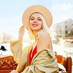 Beach Sun Hats for Women - Wide Brim Straw Womens Summer Hat with Wind Lanyard Roll Up, Foldable Beach Hat UV Protection - Image 2