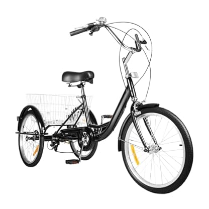 20 Zoll Dreirad Erwachsenenfahrrad 8 Gang Dreirad Kohlenstoffstahlfahrrad Kann 110KG Tragen 3 Rad Erwachsenenfahrrad mit Einkaufskorb Dreirad für ältere Menschen (155-180 cm) – Bild 3