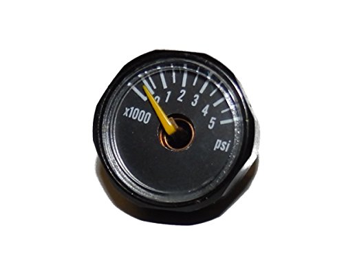 Captain O-Ring 5000 PSI Gauge for Paintball Air Tank (5k Gauge Black, Compatible with 3k and 4.5k Tanks)