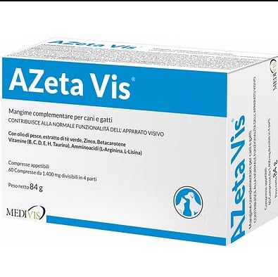 MEDIVIS AZeta Vis 60 compresse da 1400 MG divisibili, mangime complementare per Cani e Gatti Che contribuisce alla Normale funzionalità dell'apparato visivo