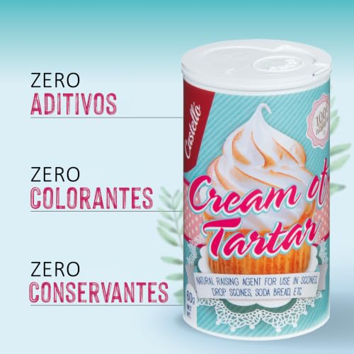 Miniatura 6 de Castello Since 1907 Cremor Tártaro Cream Of Tartar 4 X 60 240 G - 100 Natural - Sustituto Natural De La Levadura Química - Sin Gluten - Sin Aditivos - Sin Fosfatos - Keto Y Paleo - No Ogm