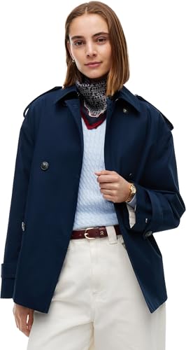 Tommy Hilfiger Gabardina corta de algodón para mujer Ww0ww49586 Otras chaquetas, azul oscuro, L