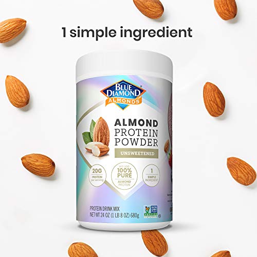Blue Diamond Almonds Almond Protein Powder, Unsweetened - 20g Protein, Plant Based, Vegan, Gluten Free, Non Dairy, Non-GMO, 100% Pure Almond Protein, 24 Ounce